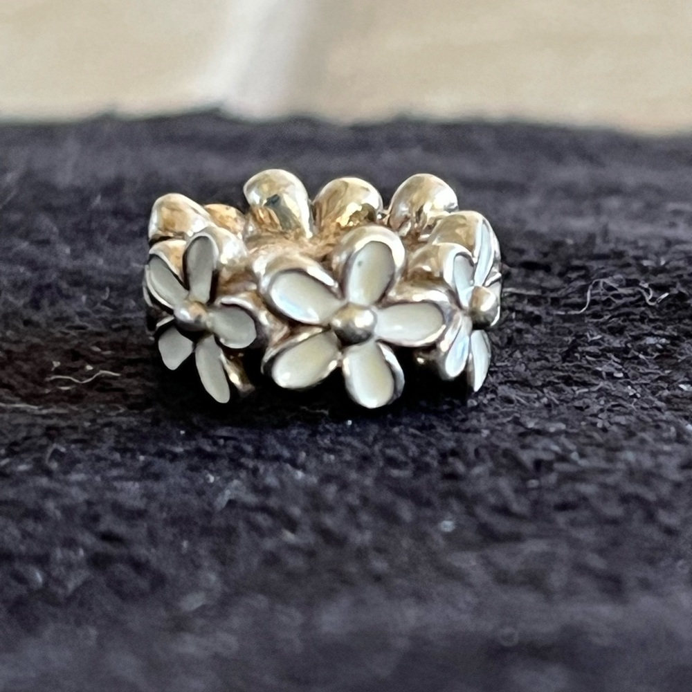 Floral Silver and white charm